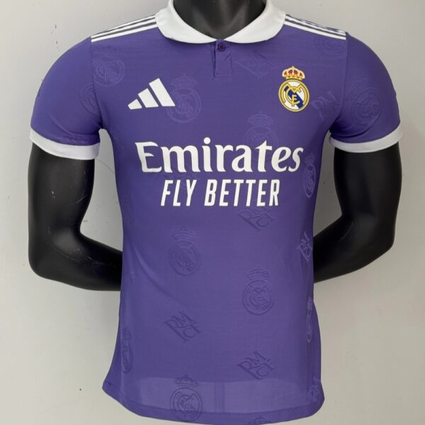 25-26 Real Madrid Personalised Dark Floral Purple Player Edition Football Club Shirt