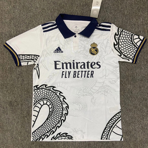 Real Madrid White Black Dragon Fan Edition Football Club Shirt